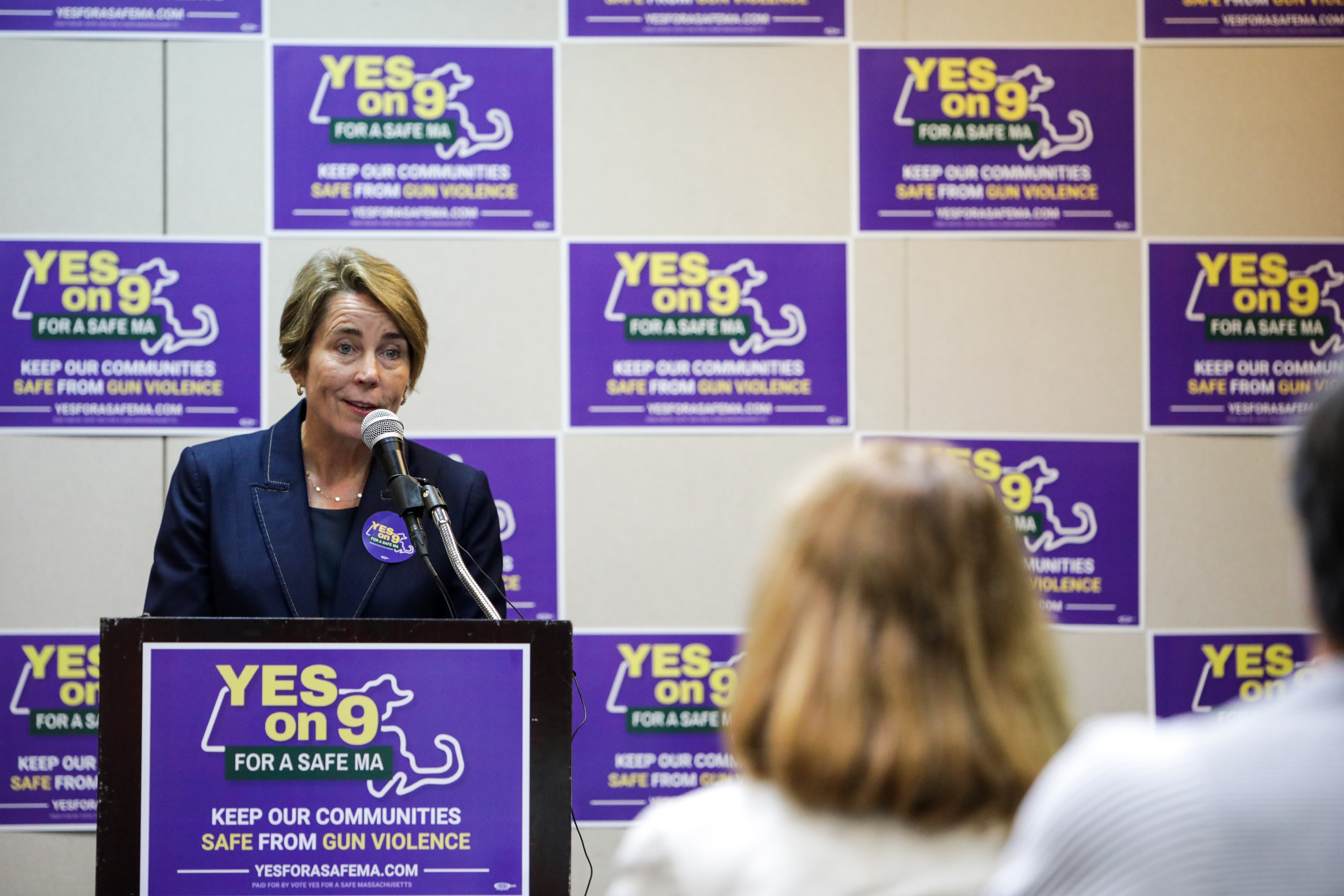 'Yes on 9' gun law ballot question supporters rally with Gov. Healey, teachers union