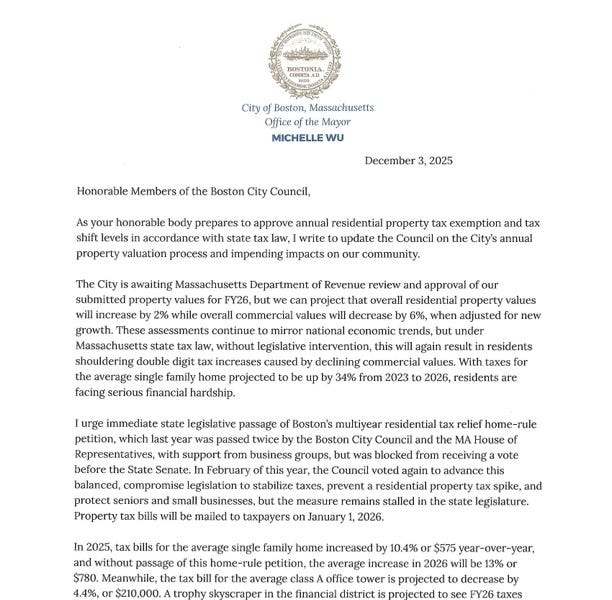 INSTANT ANALYSIS: Mayor Wu's Property Tax Letter to Council