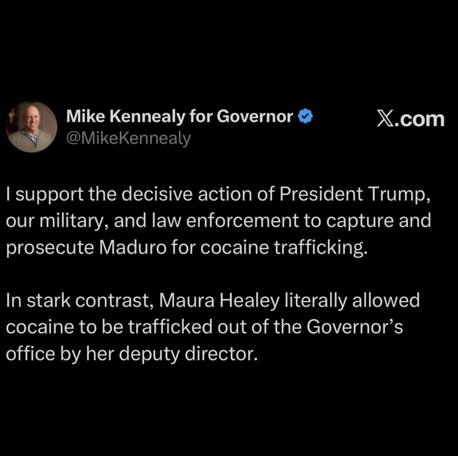  support the decisive action of President Trump, our military, and law enforcement to capture and prosecute Maduro for cocaine trafficking.