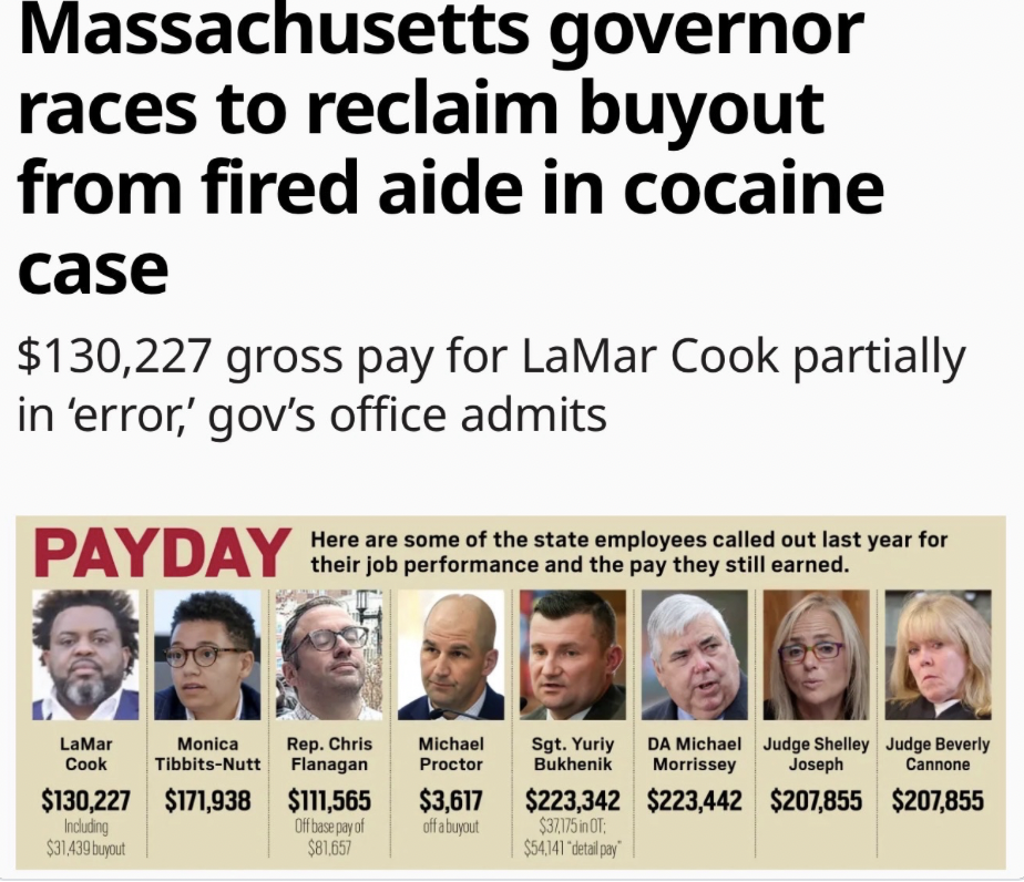 Unused vacation pay buyout for the cocaine trafficker, you can't make this stuff up!