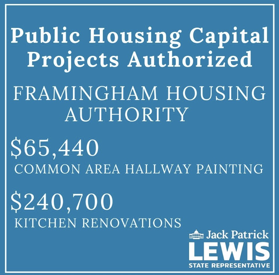  am excited to share that contracts have been authorized for two repair projects with the Framingham Housing Authority.