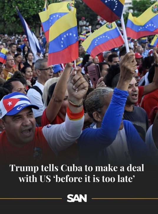 President Donald Trump on Sunday in a Truth Social post urged Cuba to make a deal with the United States “BEFORE IT IS TOO LATE” following the arrest of Venezuelan President Nicolás Maduro.