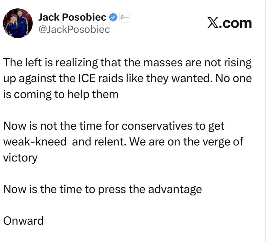 The left is realizing that the masses are not rising up against the ICE raids like they wanted. 