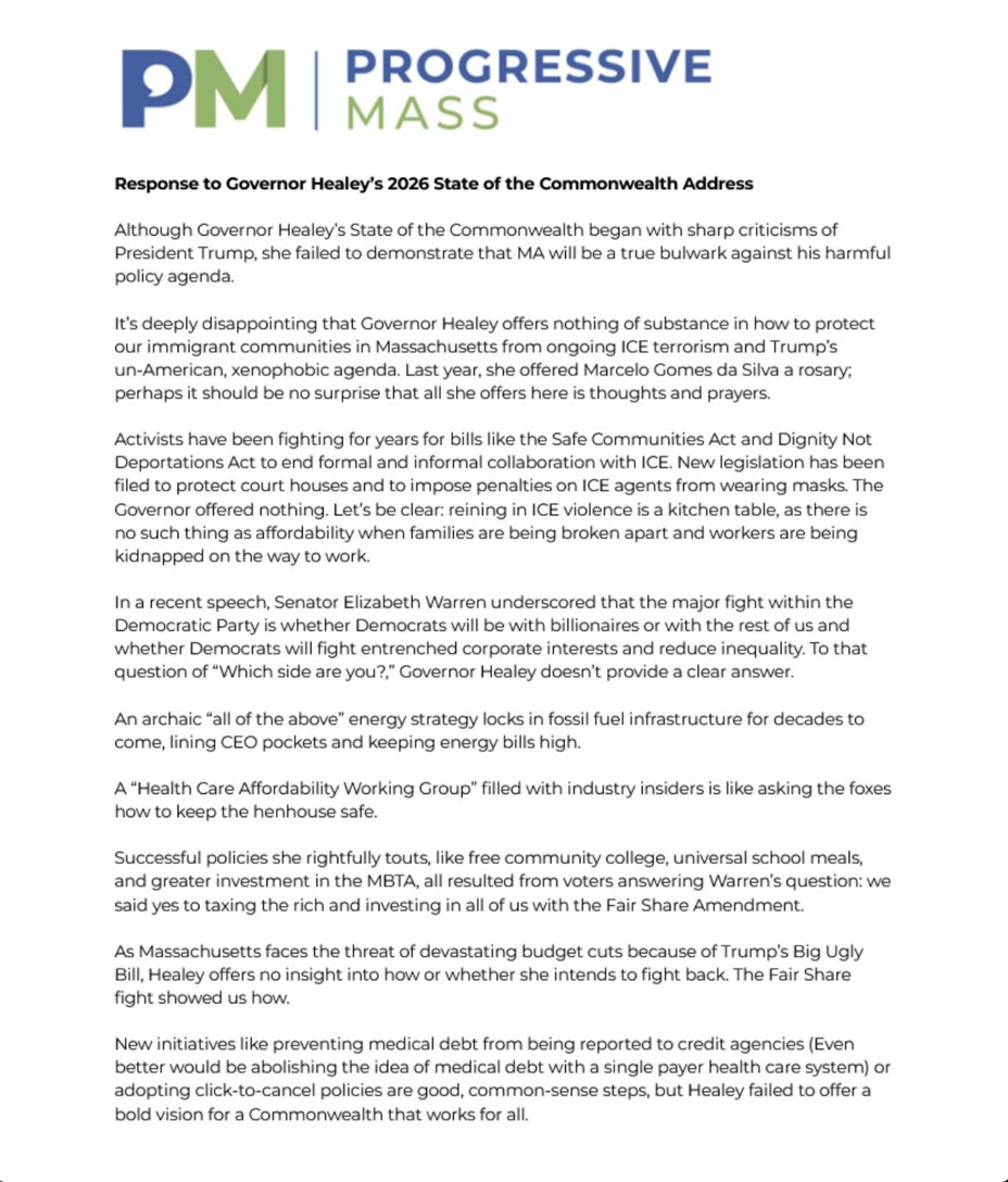 Some thoughts on Governor Healey’s State of the Commonwealth Address 