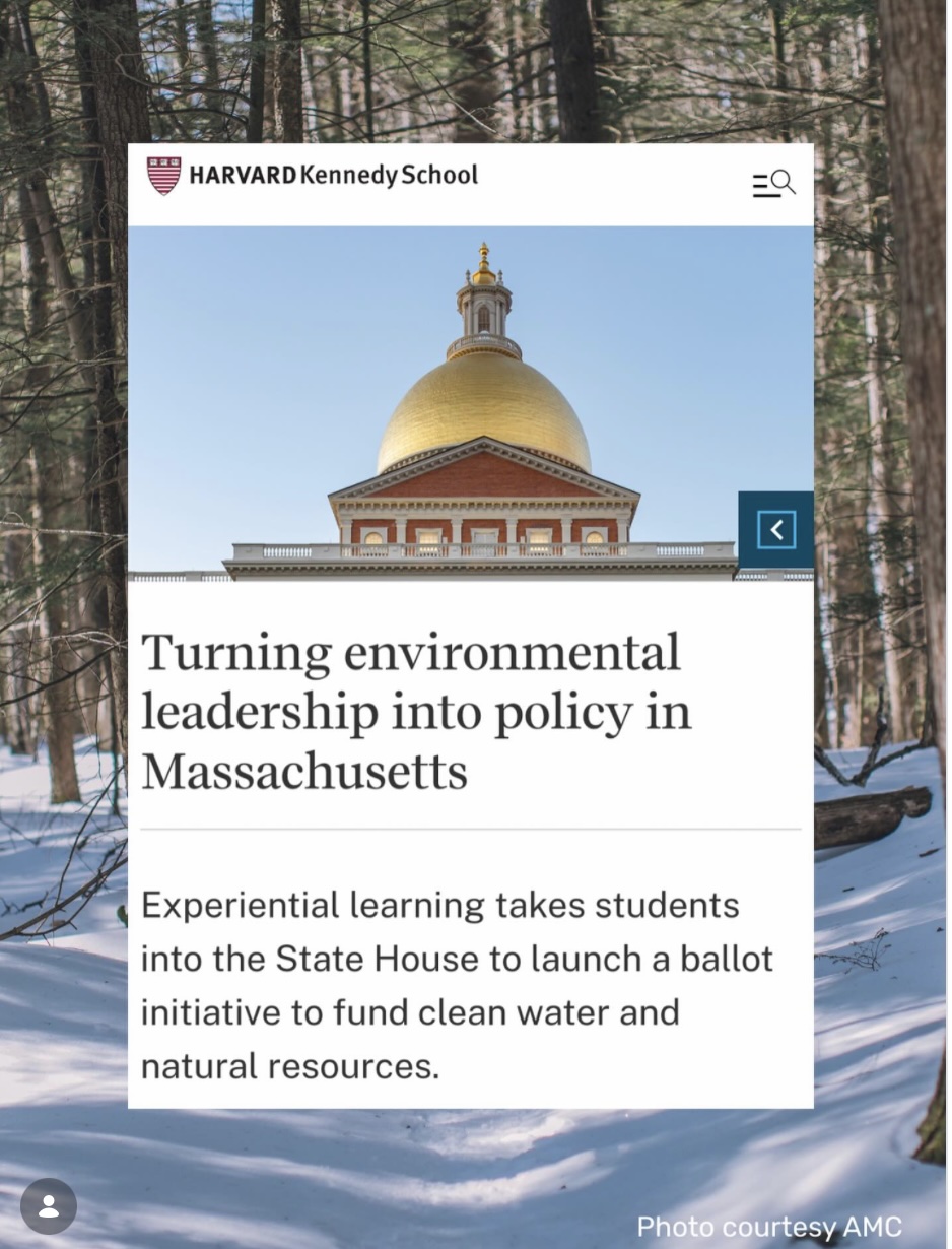 This fall, students at the @harvardkennedyschool helped us build support for the Nature for All bill that would dedicated $100 million annually to land and water conservation.