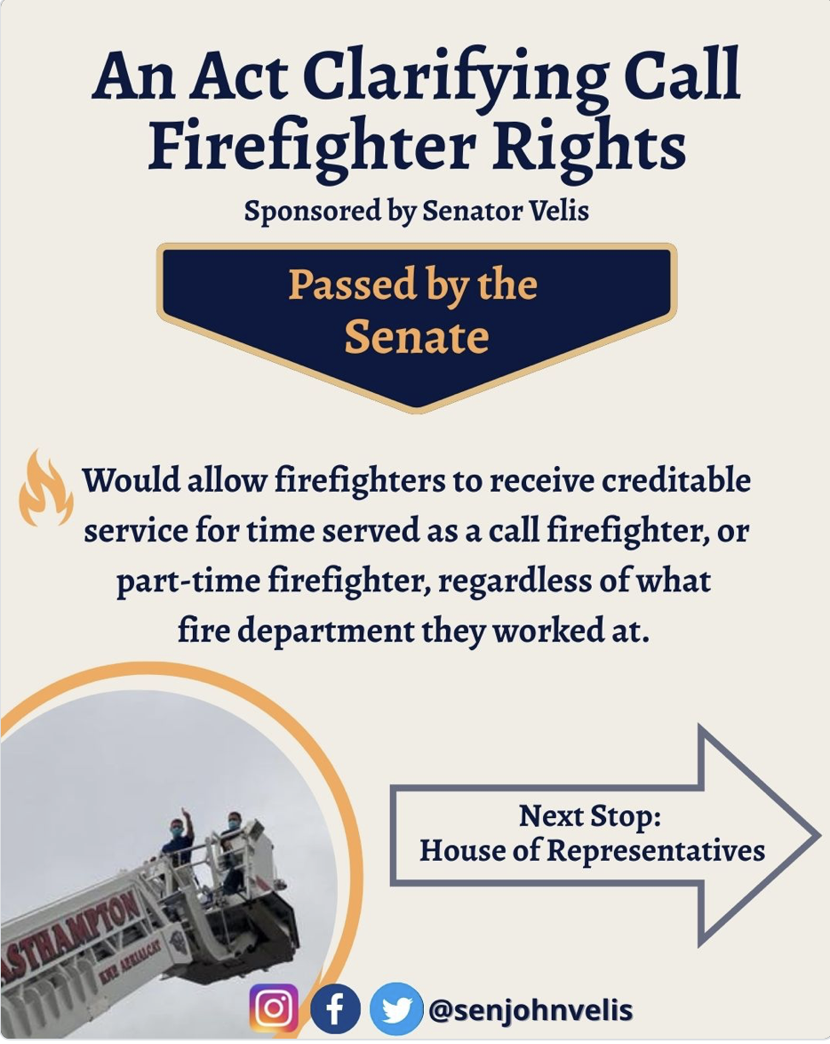 Senate Velis's bills continue to be on the move over at the State House! 