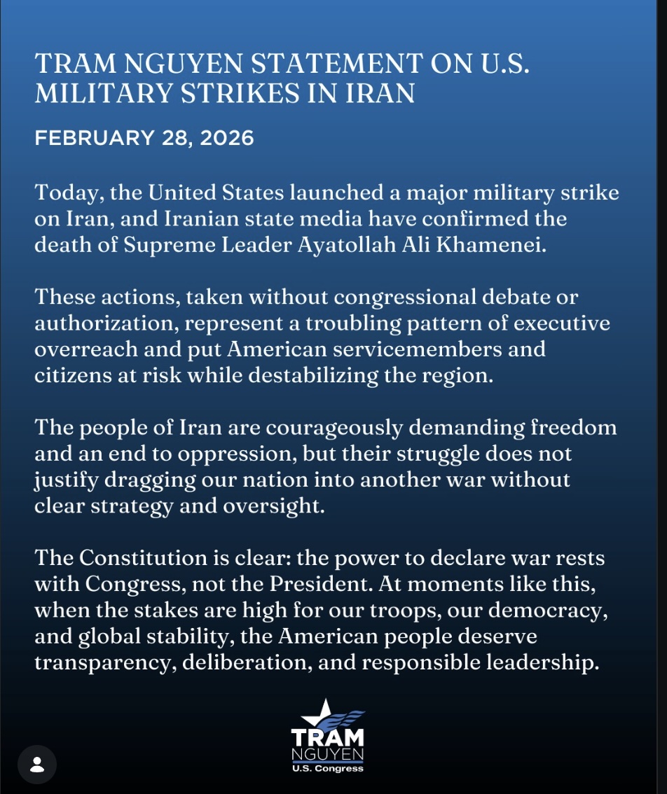 My statement on U.S. Military Strikes in Iran.