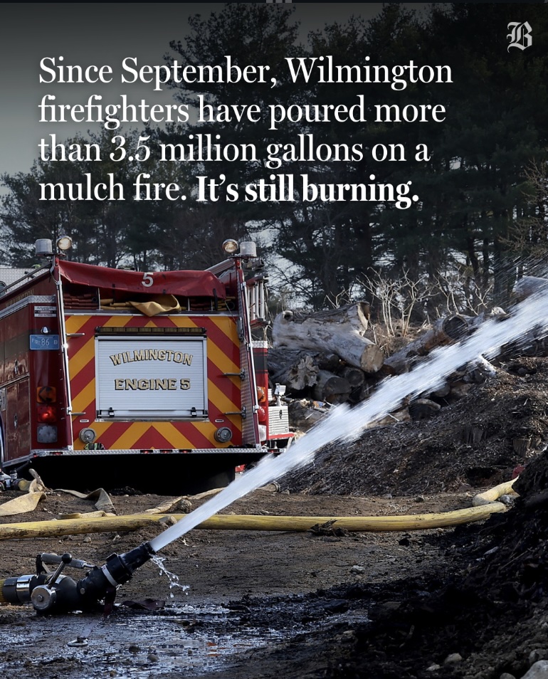 In September, the town of Wilmington was alerted to a fire in a mulch pile at an old farm property.