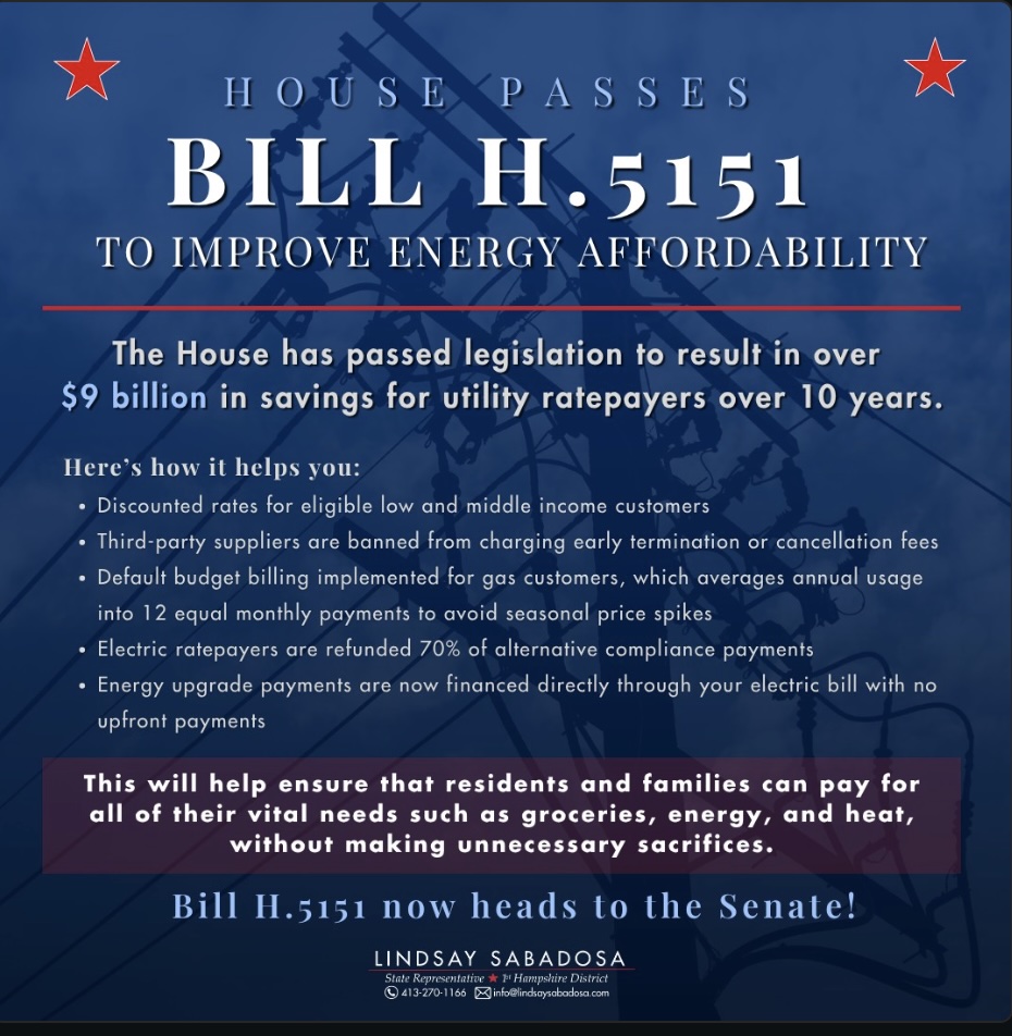 In recent weeks, the House recently passed major energy affordability legislation aimed at delivering meaningful relief to ratepayers and strengthening our long-term energy strategy.