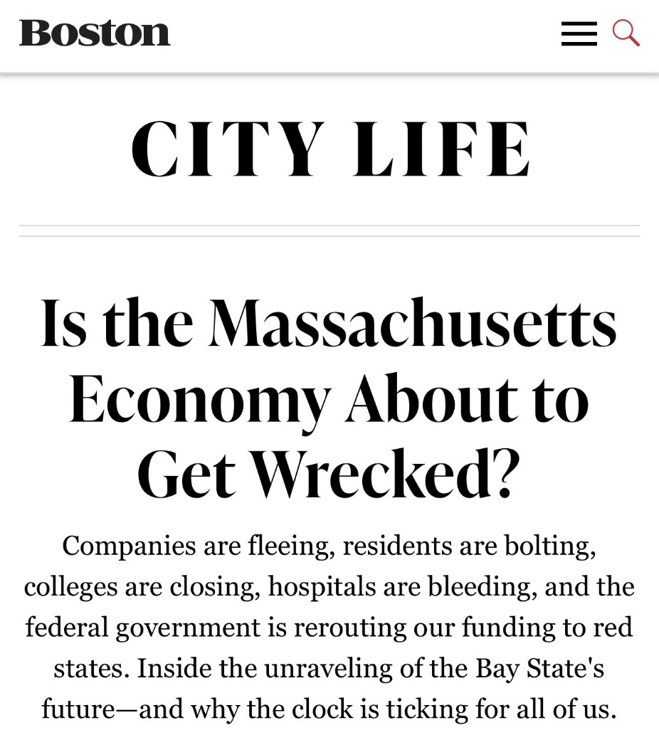People and companies are voting with their feet, and they’re leaving Massachusetts.