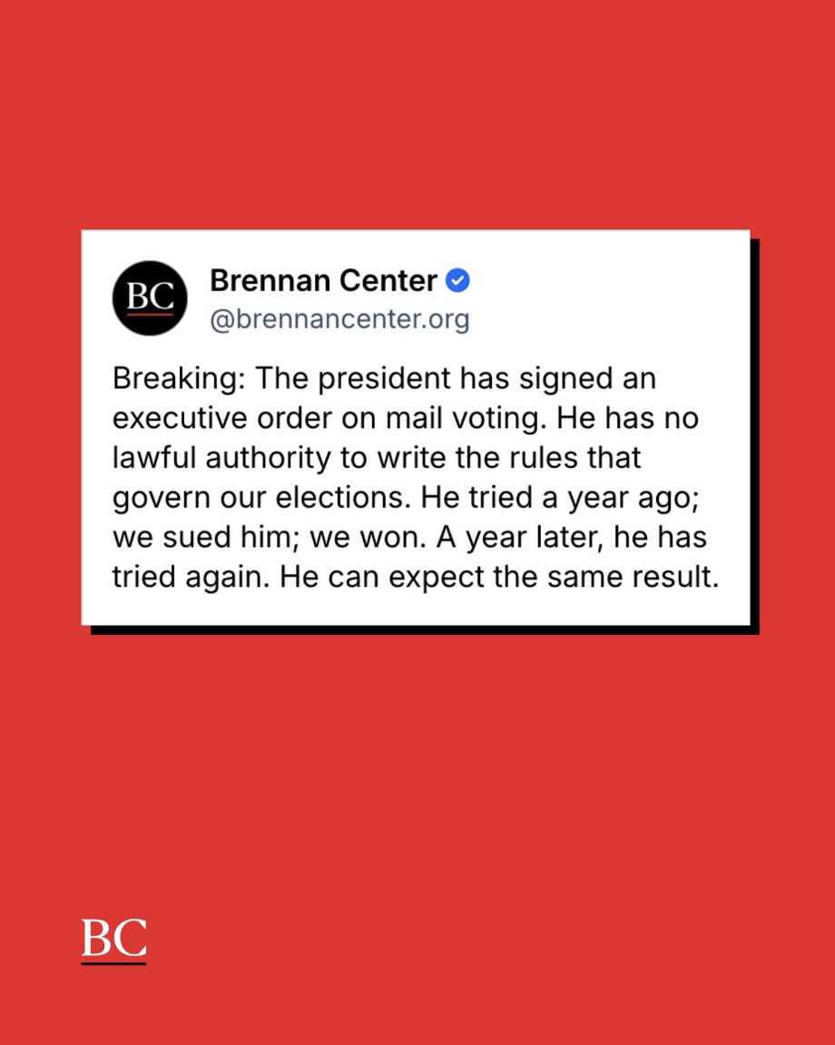 The president has signed an executive order on mail voting. He has no lawful authority to write the rules that govern our elections.