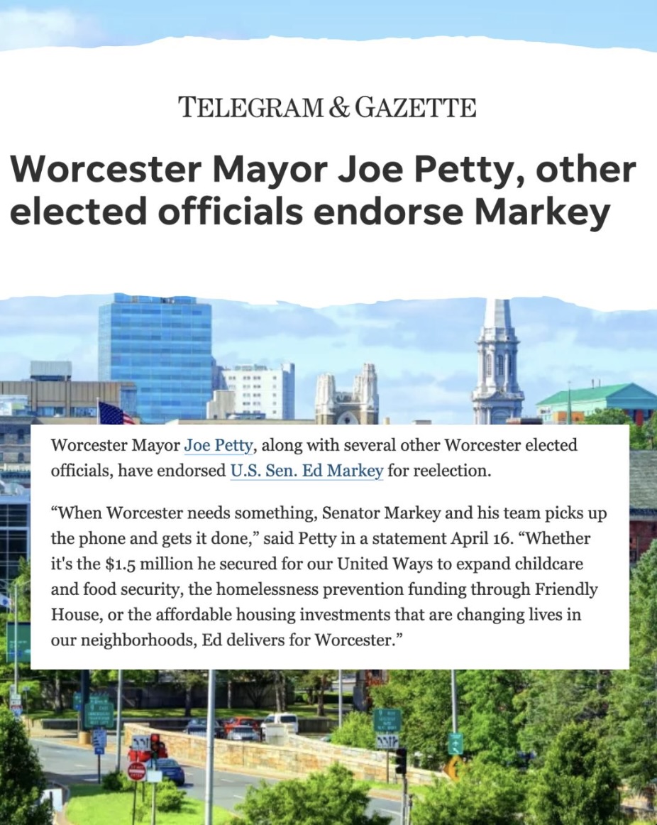 Grateful for the support of the hardworking elected officials in Worcester.