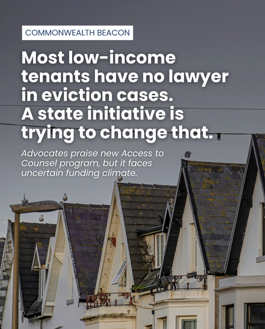 More than 90% of landlords have legal representation in eviction cases while most tenants face court alone.