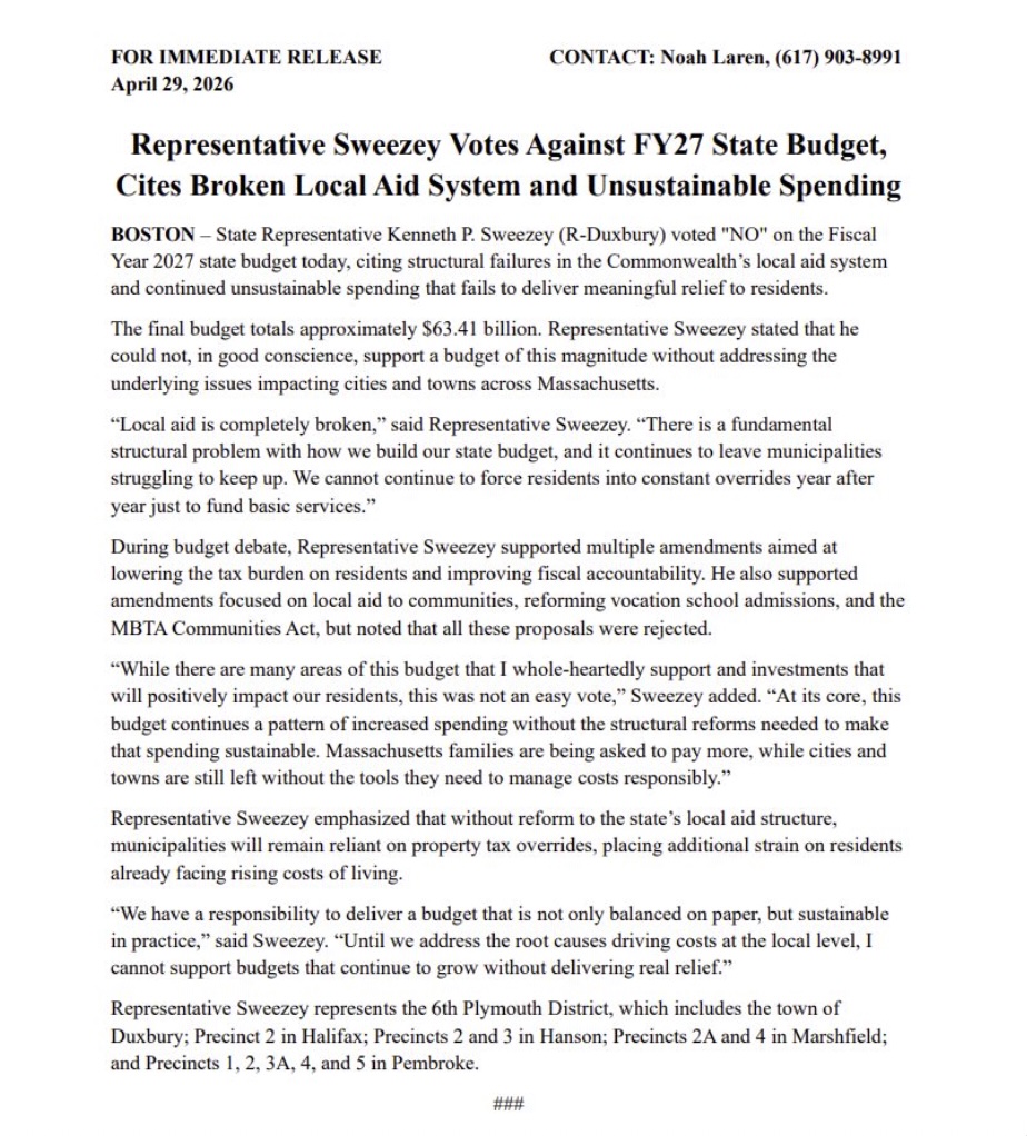 Yesterday I voted against the FY27 state budget.