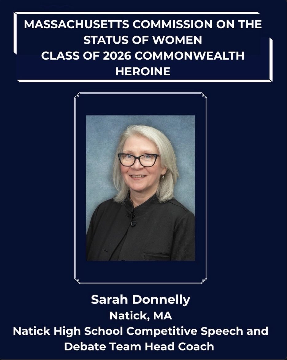I am pleased to announce that our very own Sarah Donnelly of Natick has been awarded the Massachusetts Commission on the Status of Women Commonwealth Heroine Award!