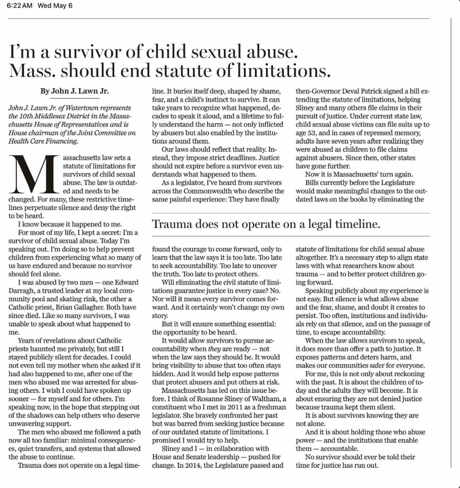 I wrote this op-ed and I am telling my story publicly for the first time to help prevent children from experiencing what so many of us have endured and because no survivor should ever feel alone.