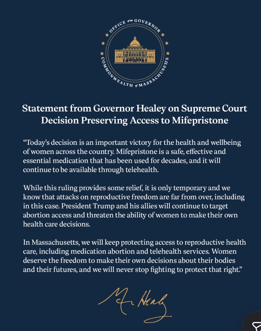 My statement on the Supreme Court’s decision preserving access to mifepristone.