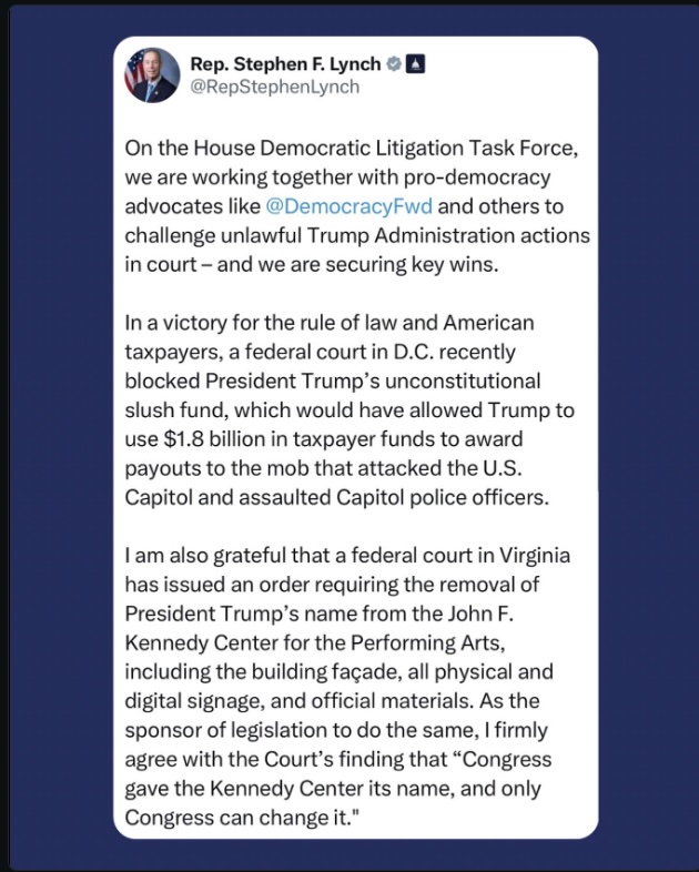 "On the House Democratic Litigation Task Force, we are working with pro-democracy advocates like @DemocracyFwd..."  
