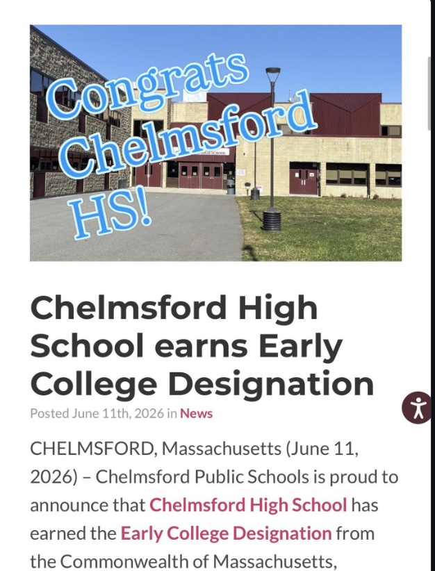 Another success for @chelmsfordhighschool as it is accepted into the state's Early College Program, which has proven to be one of the highlights of the state's entire education policy the last several years. 