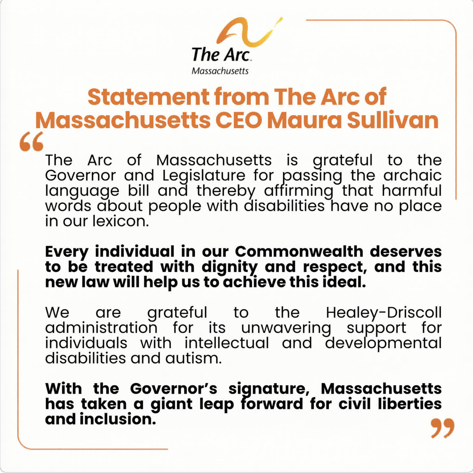 NEW: Governor Maura Healey has officially signed the Archaic Language bill into law!