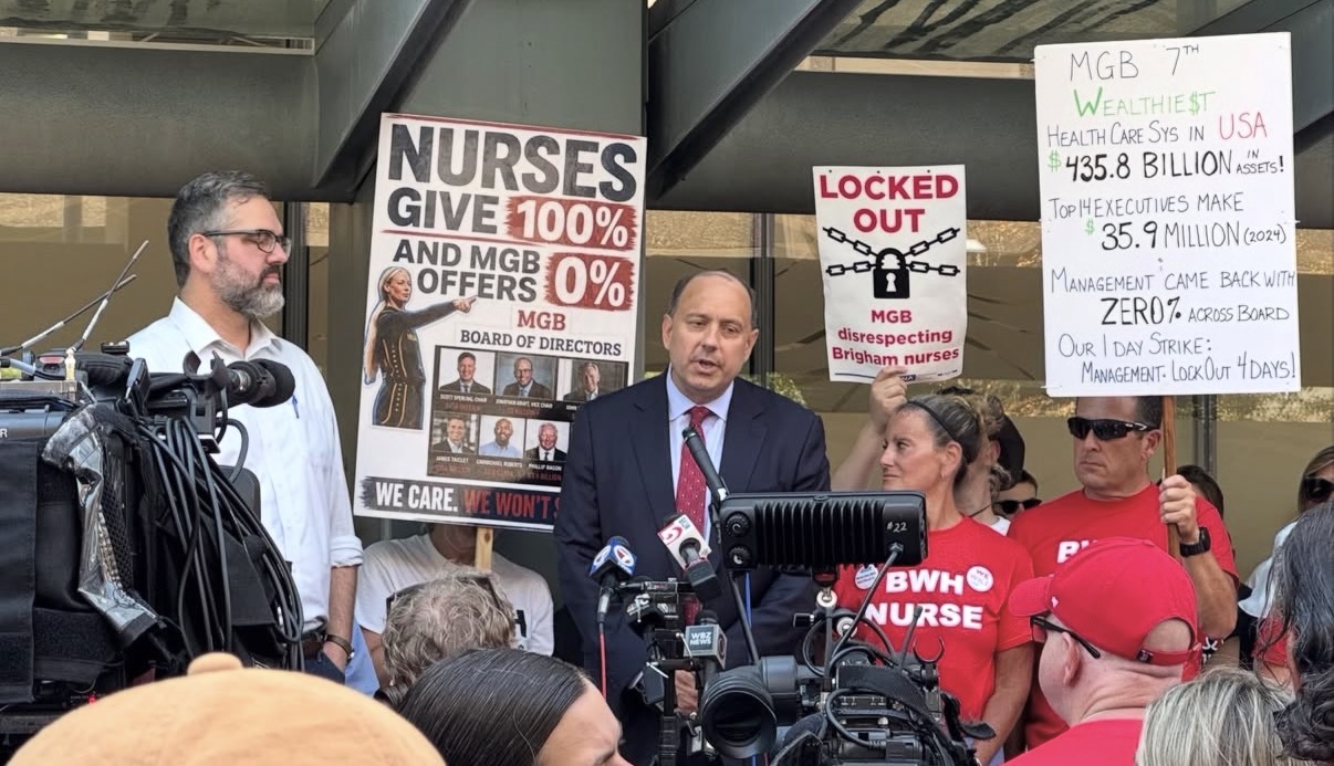 Today at noon, I stopped by the Brigham and Women’s hospital at Longwood in Boston to stand with hundreds of nurses, homecare clinicians, fellow union leaders, US Senator Ed Markey, and fellow legislators...