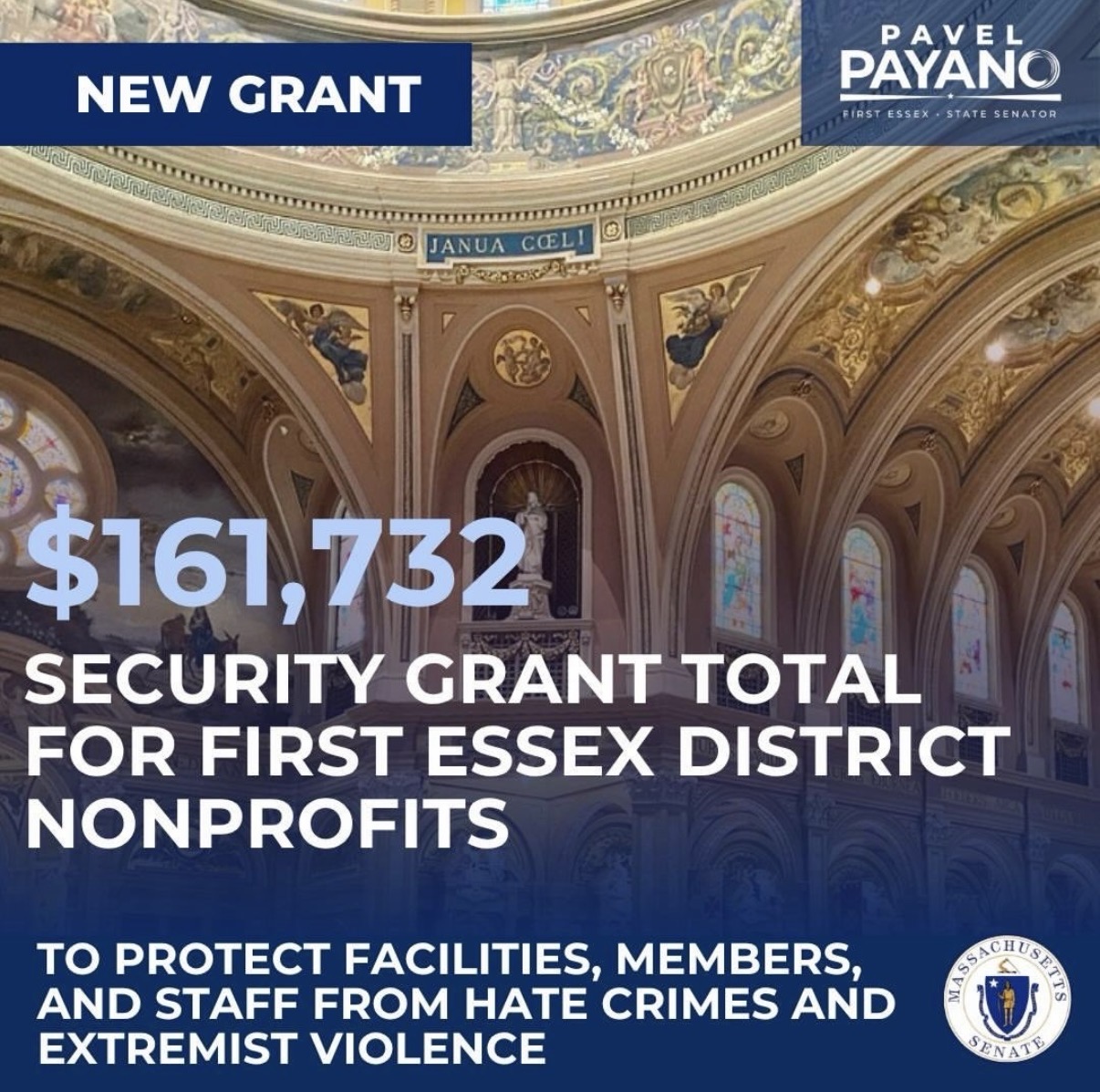 Excited to announce a new grant prioritizing nonprofit security across our First Essex district! 