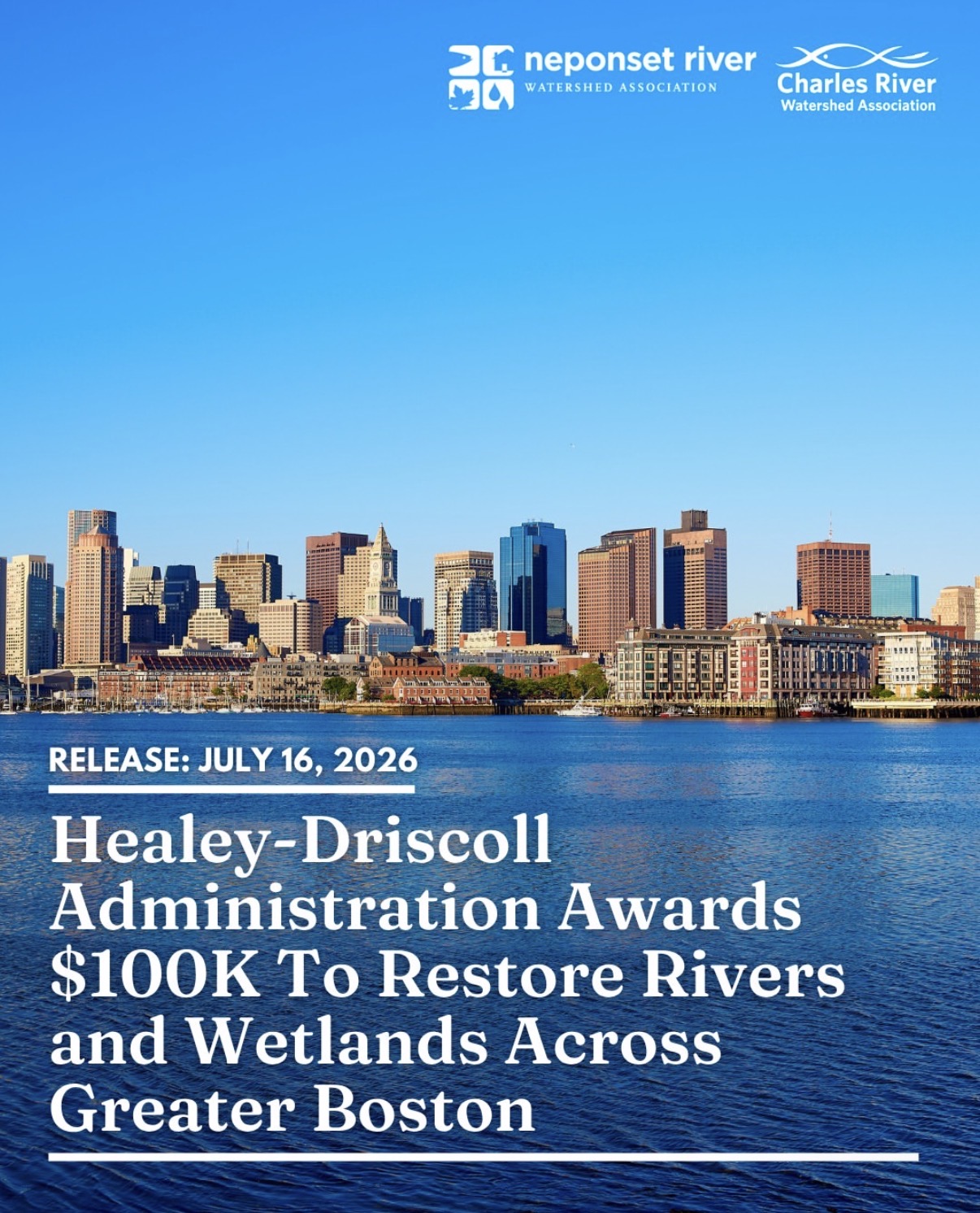 BOSTON, MA – Charles River Watershed Association and Neponset River Watershed Association will receive a $101,305 grant to establish the Metro Boston Partnership and advance watershed-scale ecological restoration and climate resilience projects.