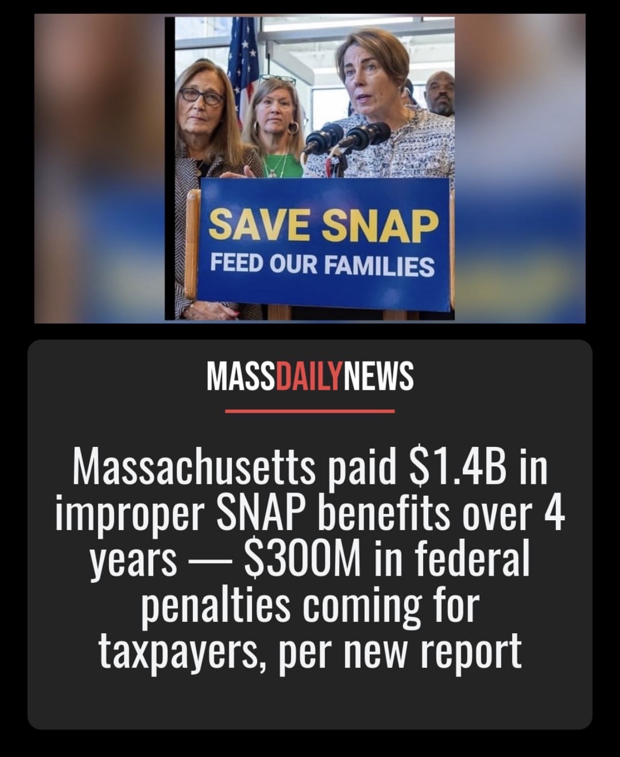 MA paid $1.4B in improper SNAP benefits over 4 years.  A new Fiscal Alliance Foundation report published Tuesday finds Massachusetts has New England's highest SNAP payment error rate at 12.49 percent — meaning more than $1 of...