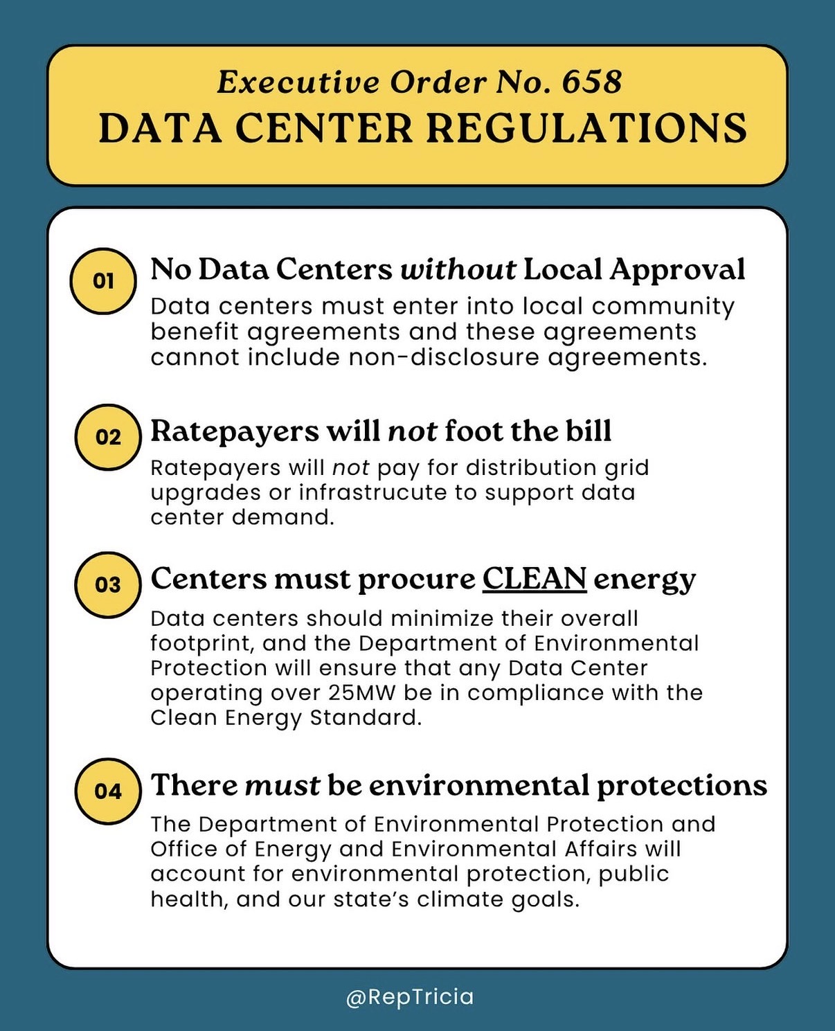 I’ve heard from so many constituents about the importance of Data Center regulations, and just today the Governor signed an executive order to protect our communities, ratepayers, and environment.