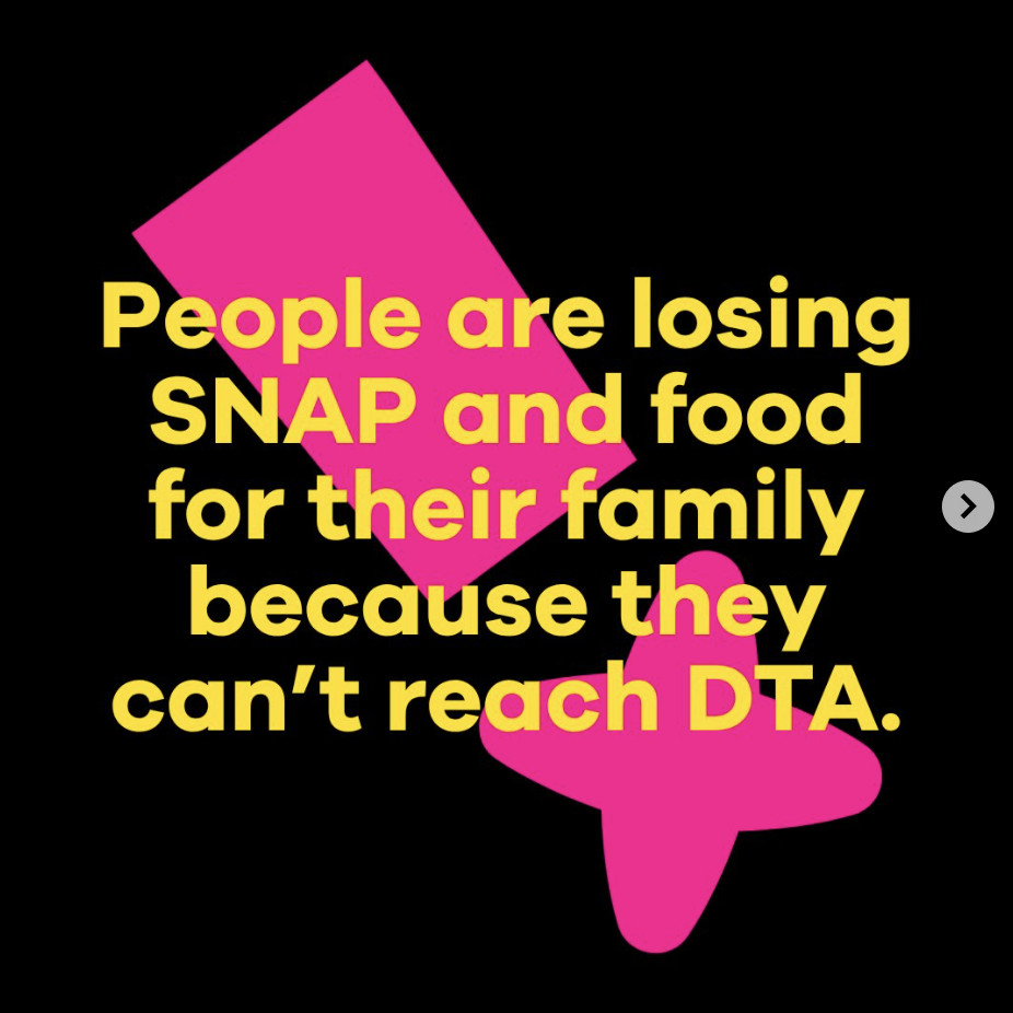 SNAP access is at risk in Massachusetts. We need to take action now!Federal cuts are stripping vital food assistance from families—and the situation is made worse because they can’t reach DTA.