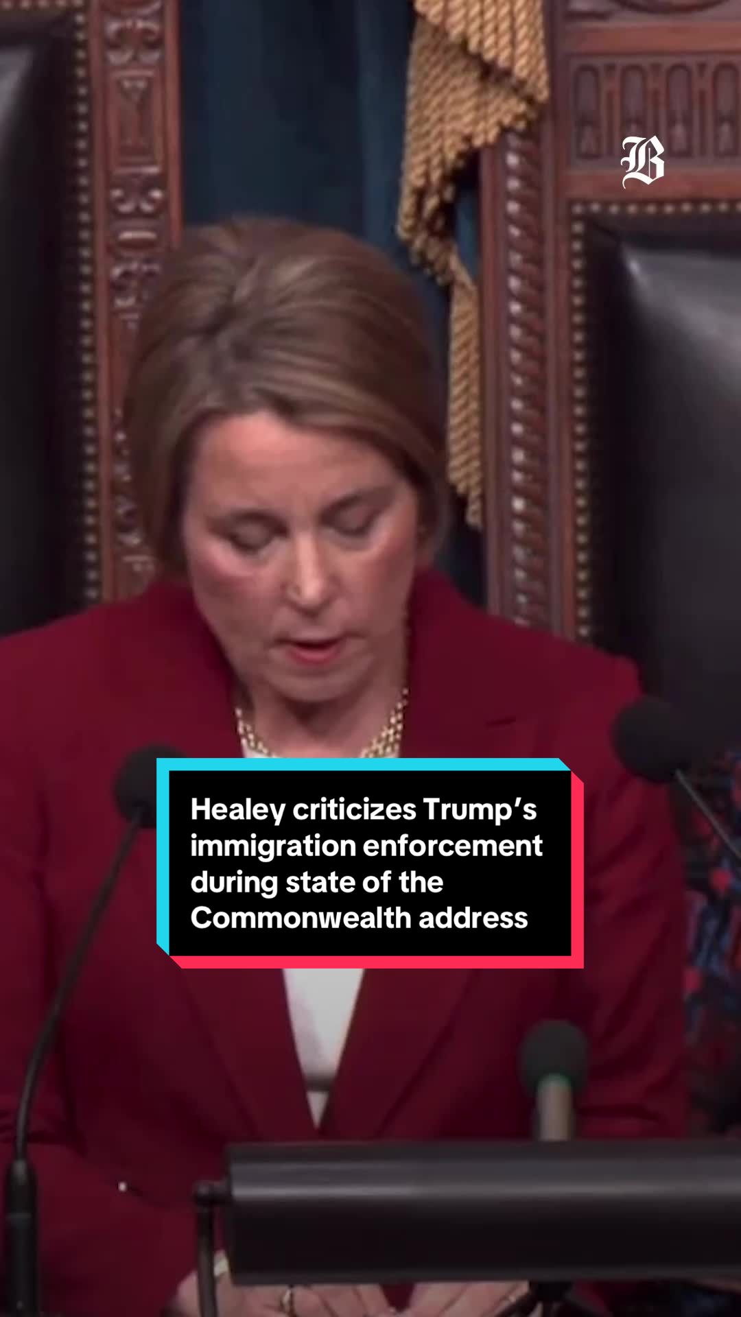 During Governor Maura Healey's annual State of the Commonwealth address, she criticized President Trump’s aggressive immigration enforcement for inflicting unnecessary anxiety on communities.
