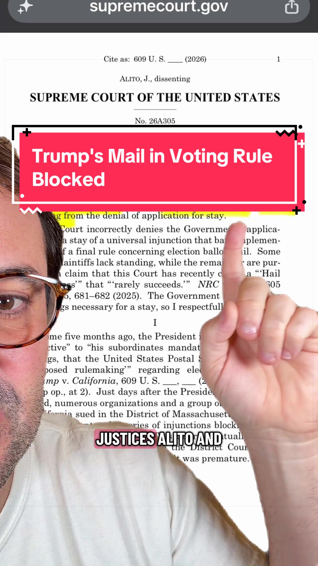 The Supreme Court voted against granting a stay, which basically means blocking the order of a lower court judge, and a ruling concerning...