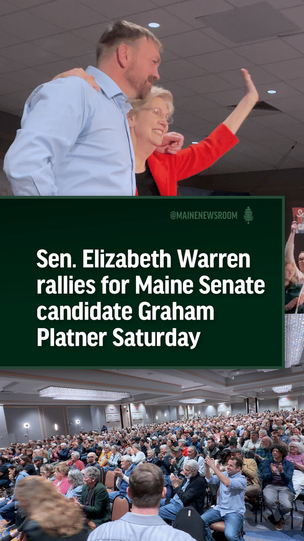 4/19 U.S. Senator Elizabeth Warren rallied for Maine Senate candidate Graham Platner in Portland on Saturday evening.
