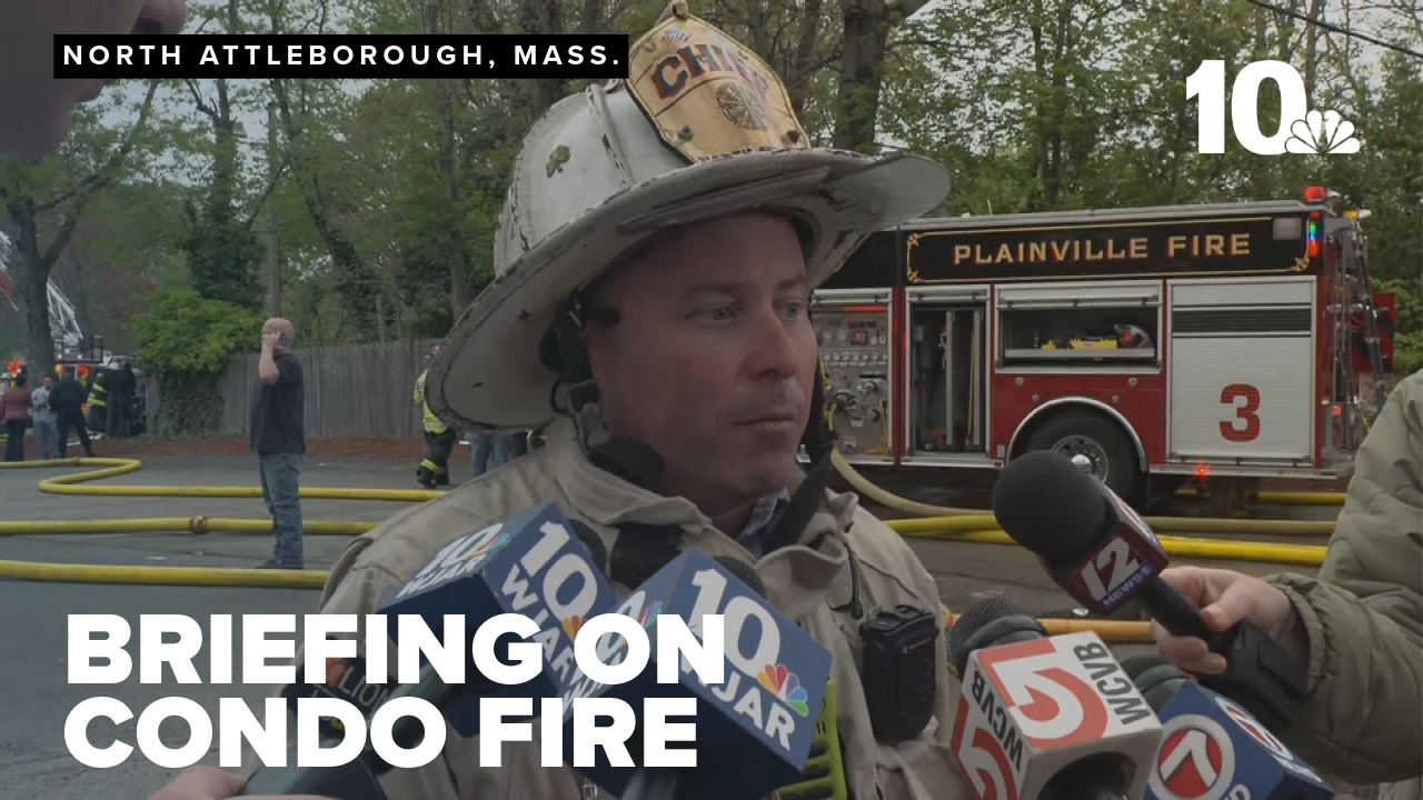 Fire chief briefs reporters on fire in Massachusetts condominium complex