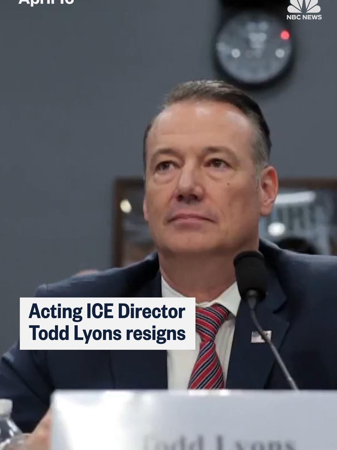 Acting ICE Director Todd Lyons is leaving the Department of Homeland Security, the new head of the DHS said Thursday. Lyons' last day will be May 31, Mullin said. He did not say why Lyons is leaving
