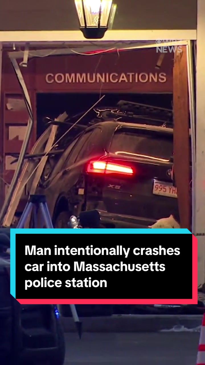 The driver accused of intentionally crashing his car into the Shrewsbury, Massachusetts police station allegedly told others before the incident to "watch the news."