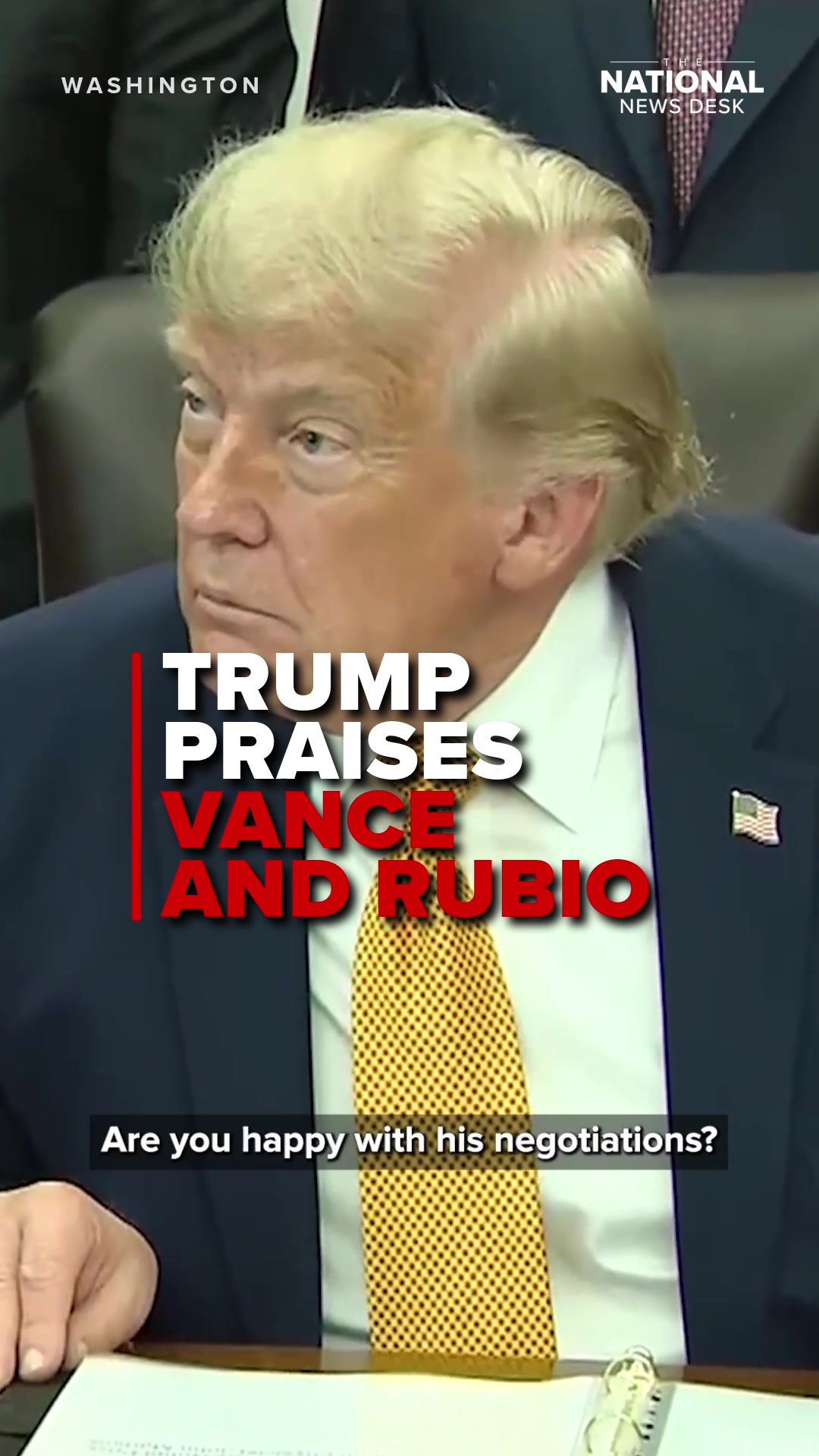 President Trump praised Vice President JD Vance and Secretary Marco Rubio at the Oval Office on Monday. "I think that they are doing a fantastic job," Trump said about Vance and Rubio's efforts on Iran talks.