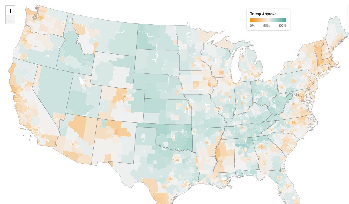 A very detailed map of Trump's job approval