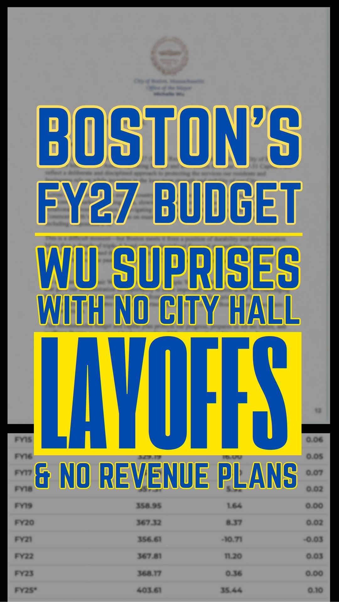 The most suprising thing in Mayor Wu’s FY27 budget letters is what wasn’t in them: no layoffs in City Hall and no plans for new revenue growth.