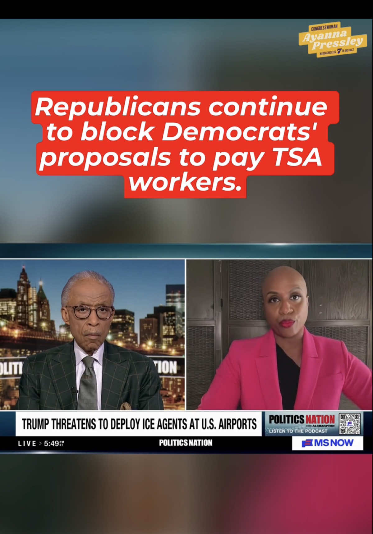 Our TSA workers should be paid.  Dems have offered many proposals that would fund TSA workers to do their job with pay—without giving another cent to ICE.  Republicans aren't serious & have denied every proposal.