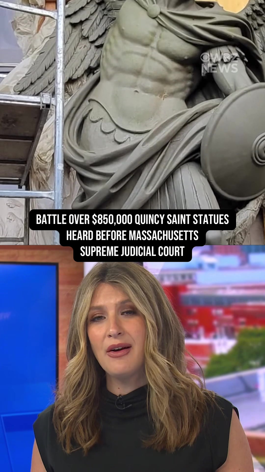 The Massachusetts Supreme Judicial Court is weighing whether two statues of Catholic saints can be installed at the entrance to a new public safety building in Quincy.