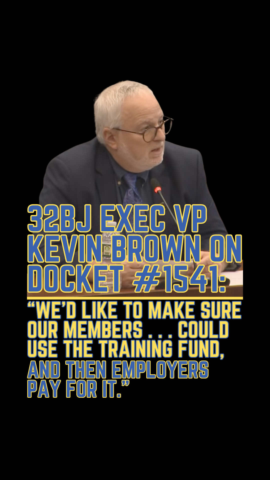 SEIU 32BJ Executive Vice President Kevin Brown testified before the Boston City Council and laid out how the ordinance in Docket #1541 is aimed at requiring Boston area security companies pay the union to train unarmed security guards.
