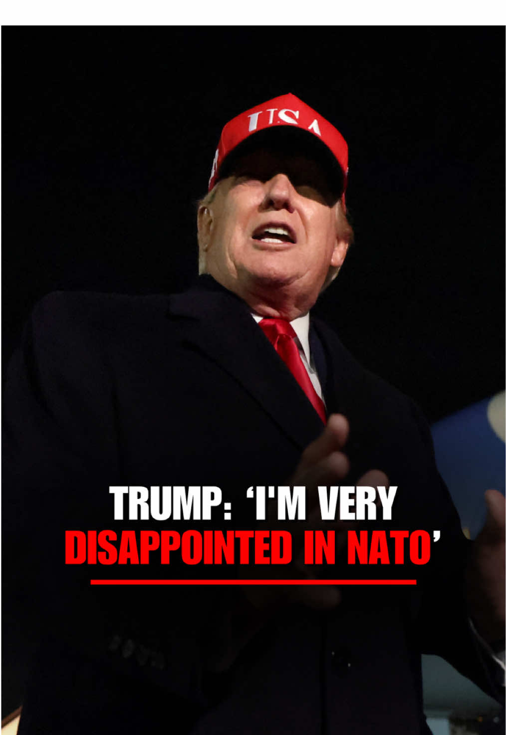 PRESIDENT TRUMP reiterates disappointment in NATO: "They weren't there for us, we pay trillions of dollars for NATO and they weren't there for us."  "Now they want to come up, but there's no real threat anymore."